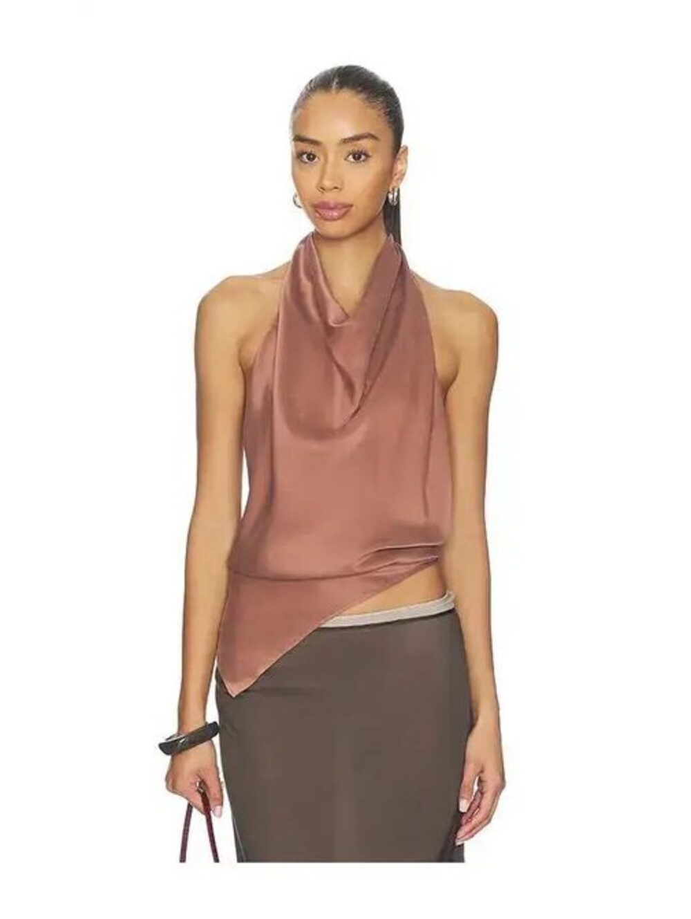 Eaves Frida Washed Silk Top in Rosewood